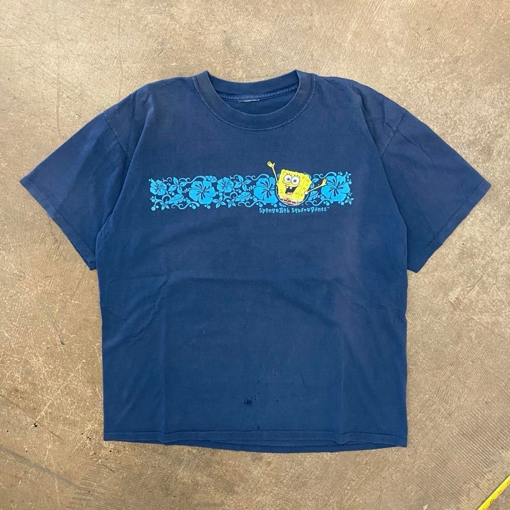 Vintage 90s Sponge Bob SquarePants Surf Hawaiian Nickelodeon T-Shirt Size Large
